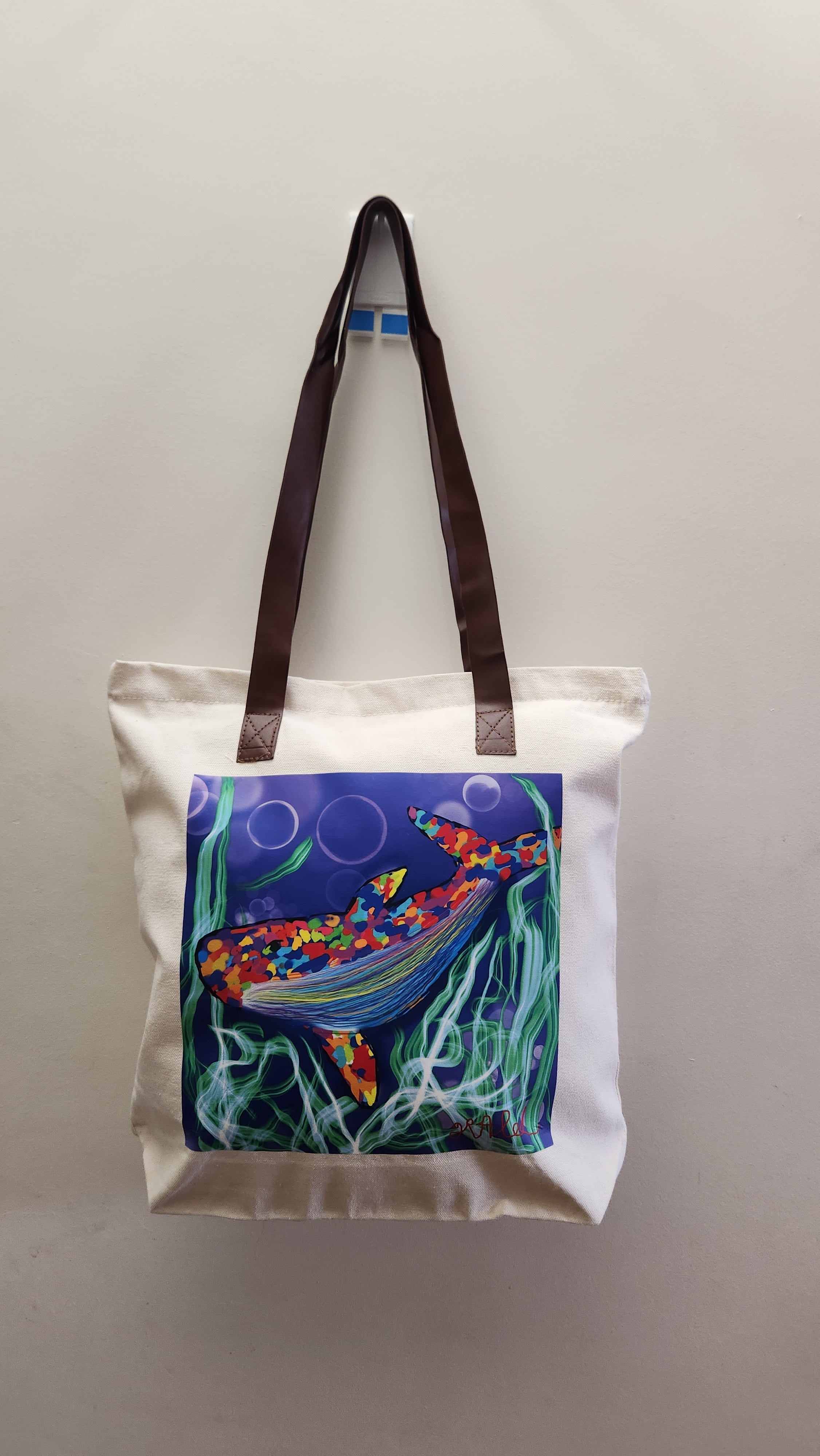 Boutique style tote bag- Majestic Whale design