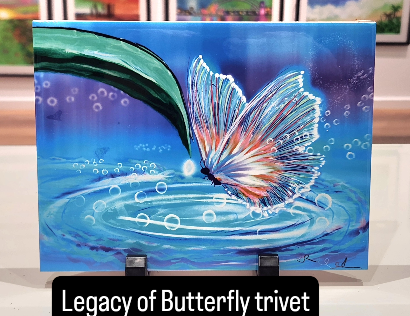 "Legacy of Butterfly" rectangular ceramic trivet