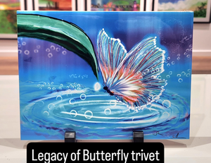 "Legacy of Butterfly" rectangular ceramic trivet