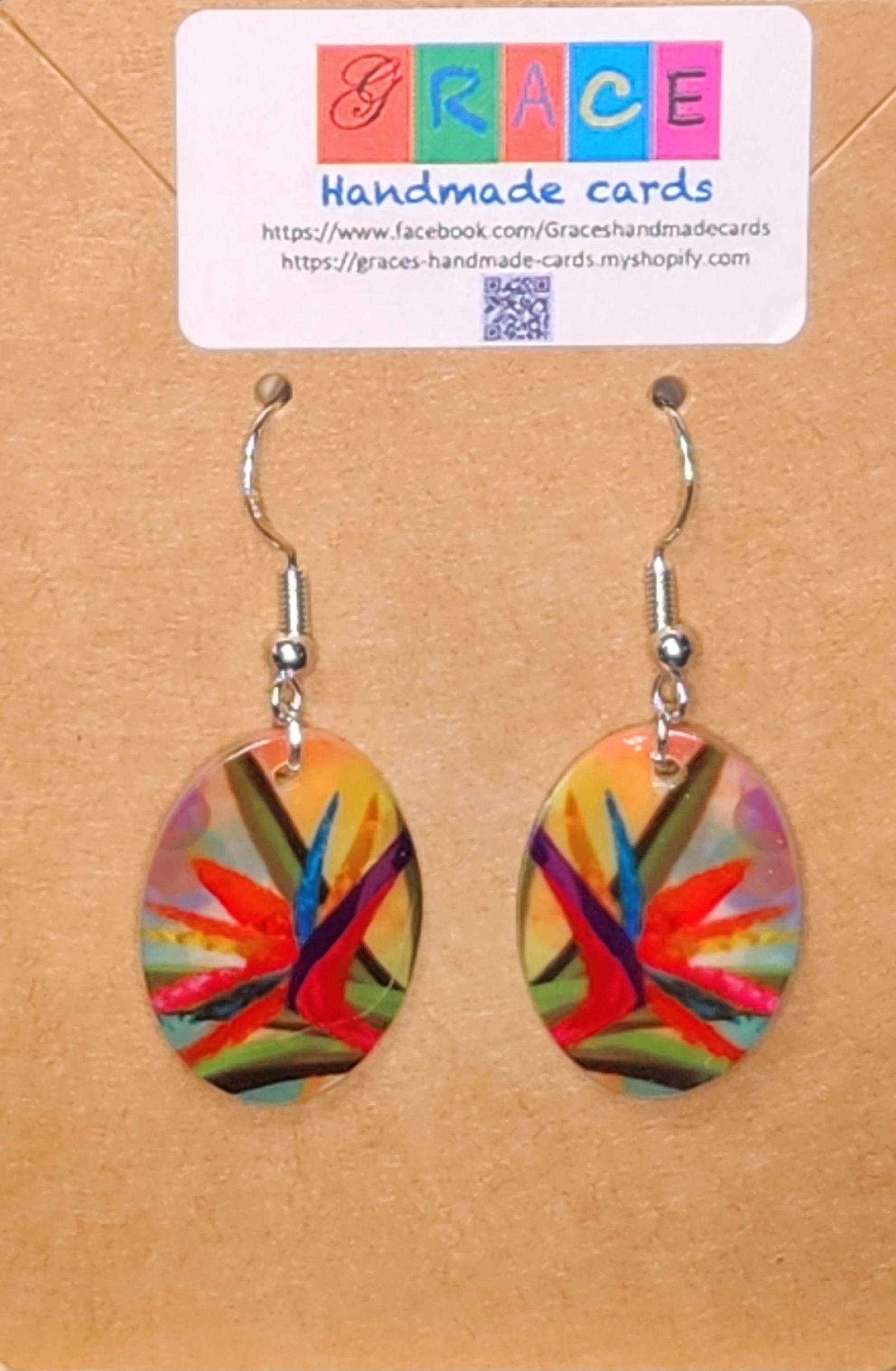 Bird of Paradise oval natural shell earrings