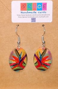 Bird of Paradise oval natural shell earrings