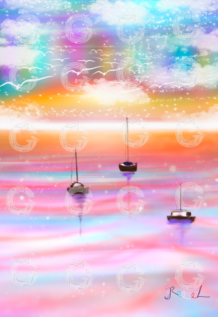 "Sailing into sunset" Fine art Prints