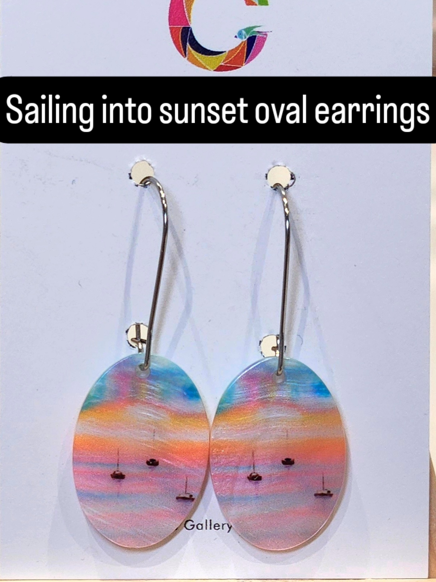 "Sailing into Sunset" oval natural shell earrings