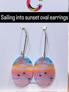 "Sailing into Sunset" oval natural shell earrings
