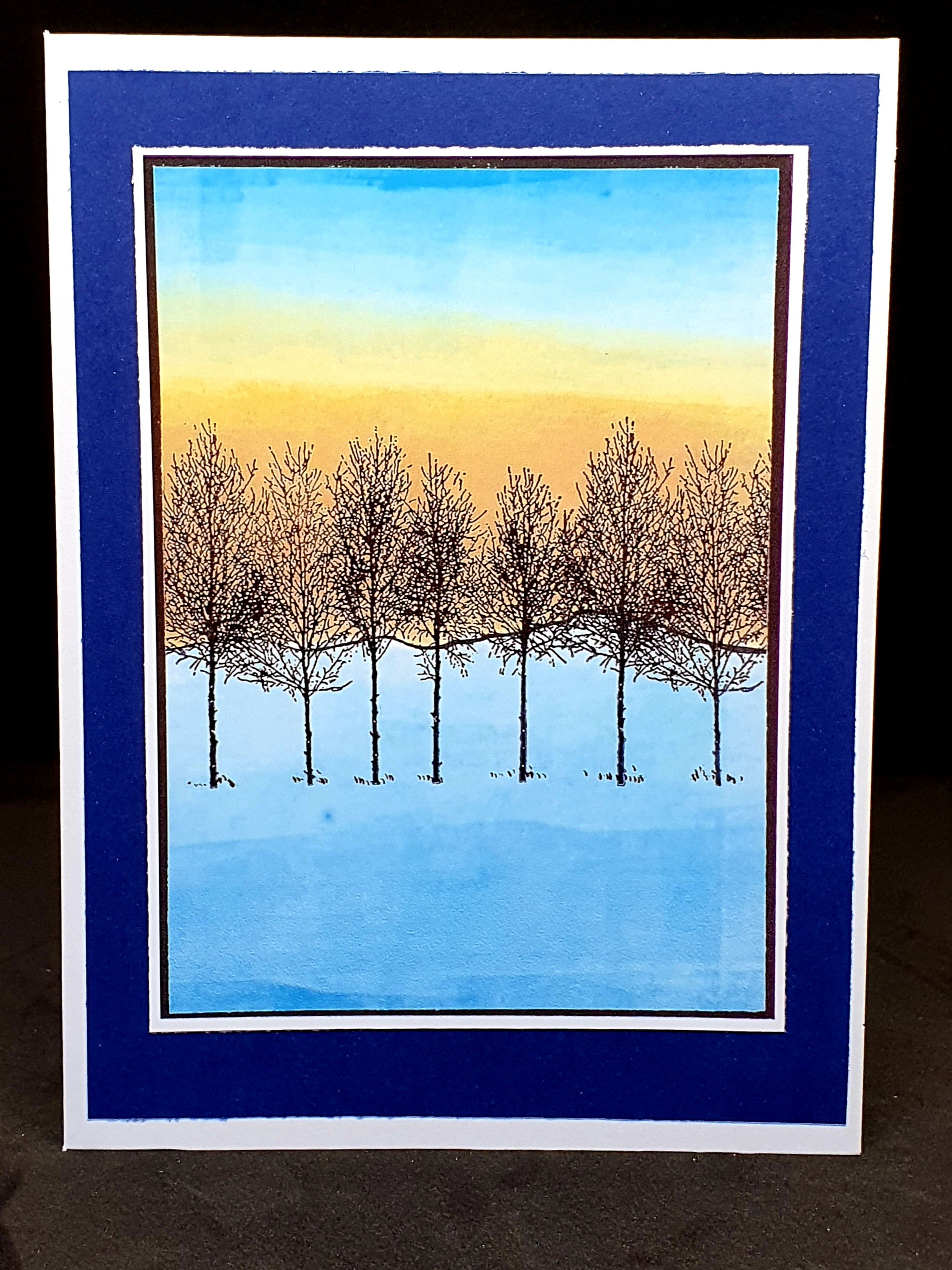 Hokkaido Sunset Card - Inking Technique