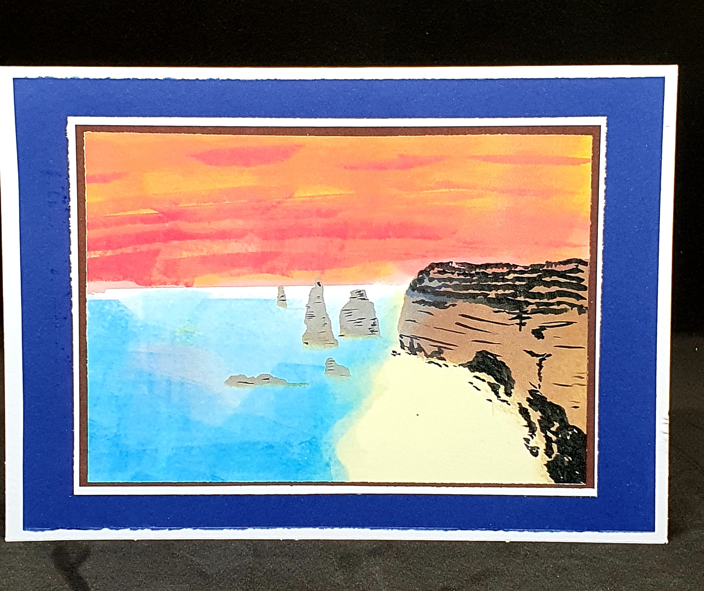 Great Ocean Road Card - Inking Technique