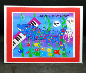 Shark band birthday card- digital design