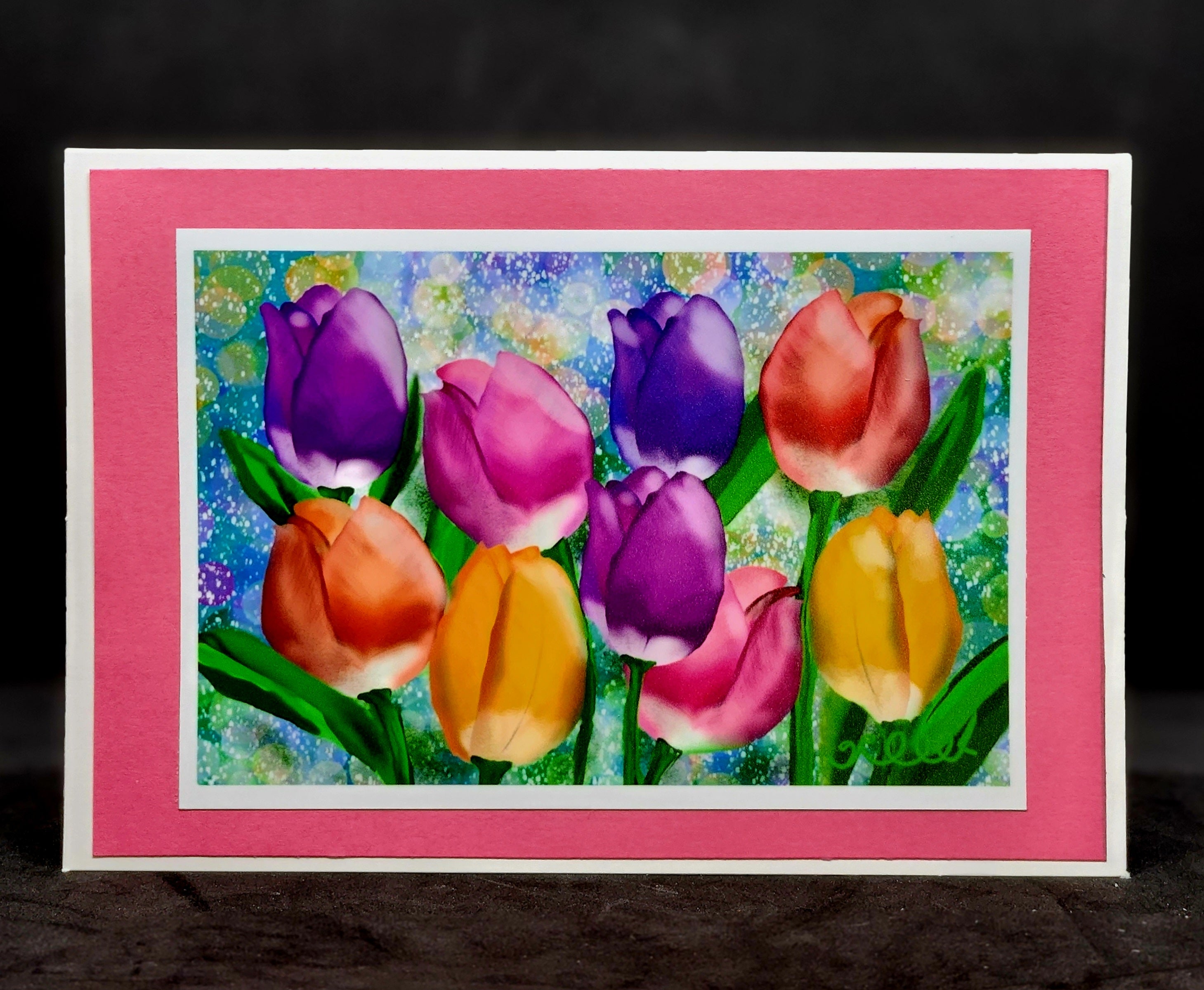 Colourful Tulip- digital designed cards